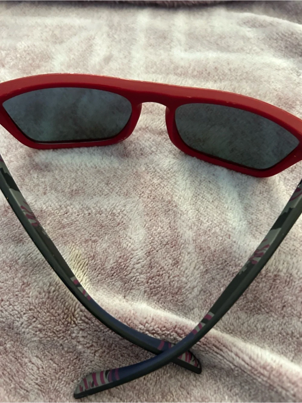 Quiksilver Red Frame Sunglasses with Gold Mirrored Lenses